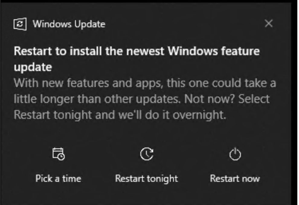 Windows Update message