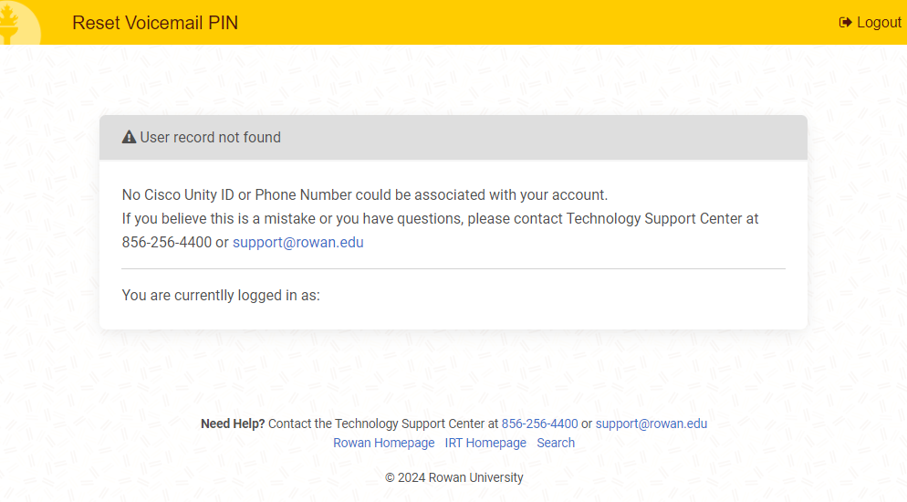 Your NetID is not associated with a Phone Number