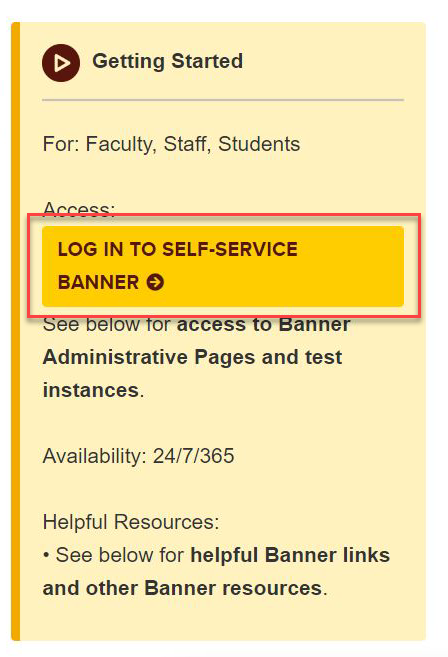 Rowan Banner site the "Log in to self-service Banner" button is highlighted in red 