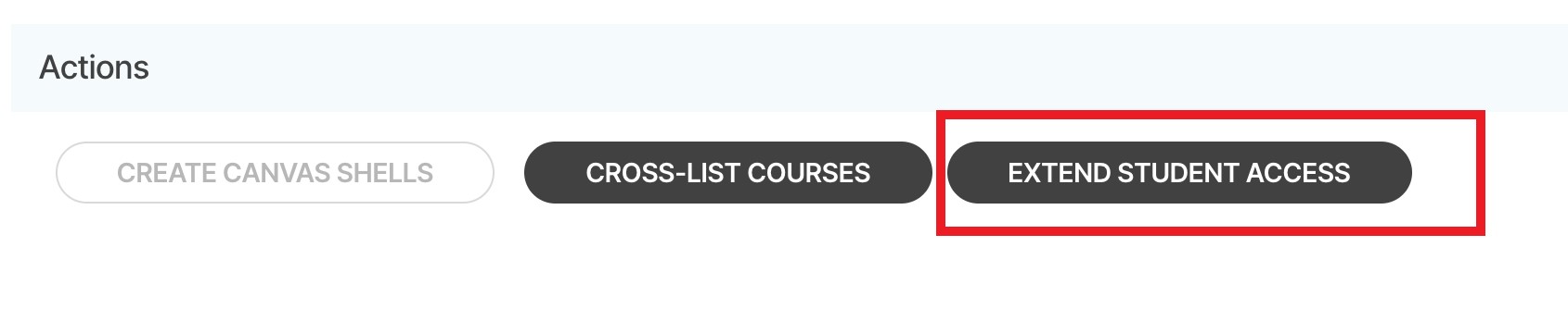 Image of Extend Student Access button boxed in red