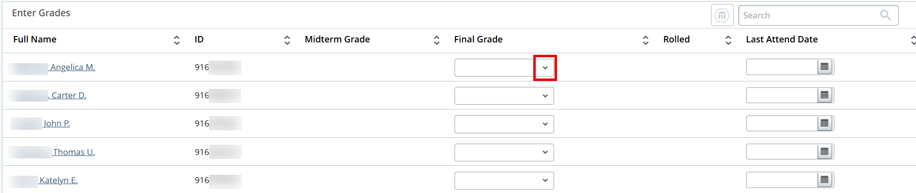 Drop-down menu