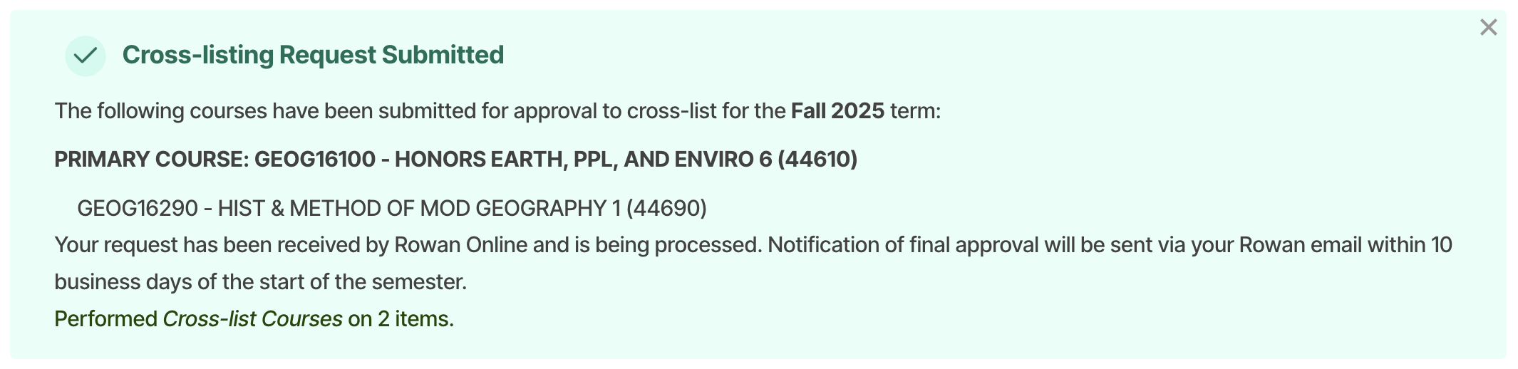 Confirmation Message