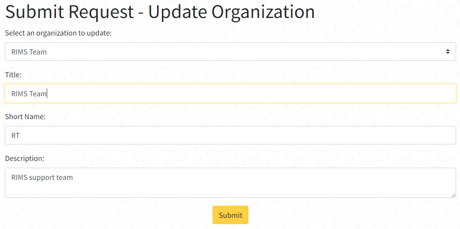 Update Org Form
