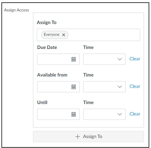 image of Assign Access portion of the create assignment screen