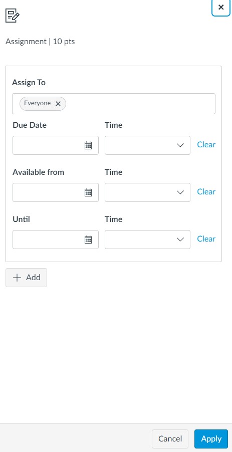 Assign To slide out menu with Apply button visible