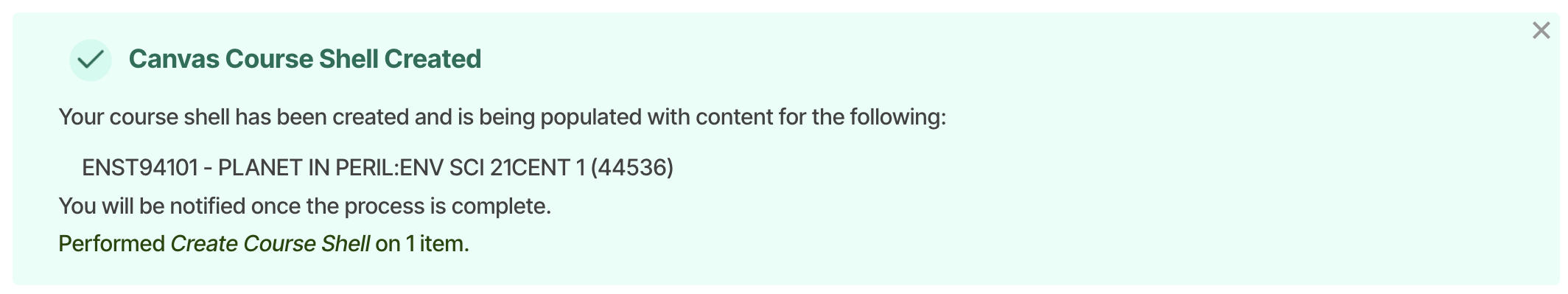 Confirmation Message