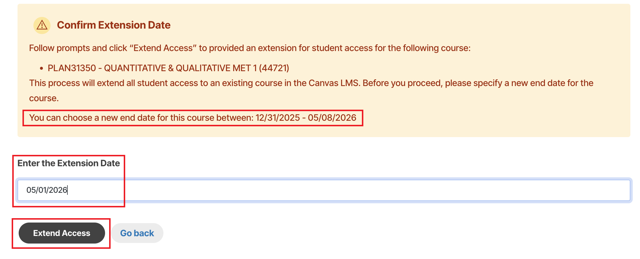 Extenstion Date