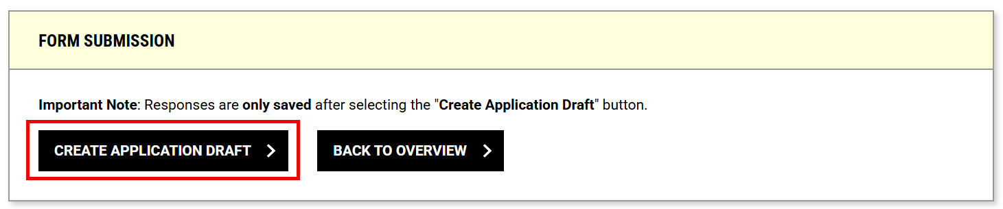 Screenshot with red box around create application draft.