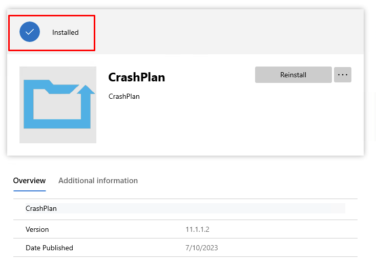 CrashPlan Installed