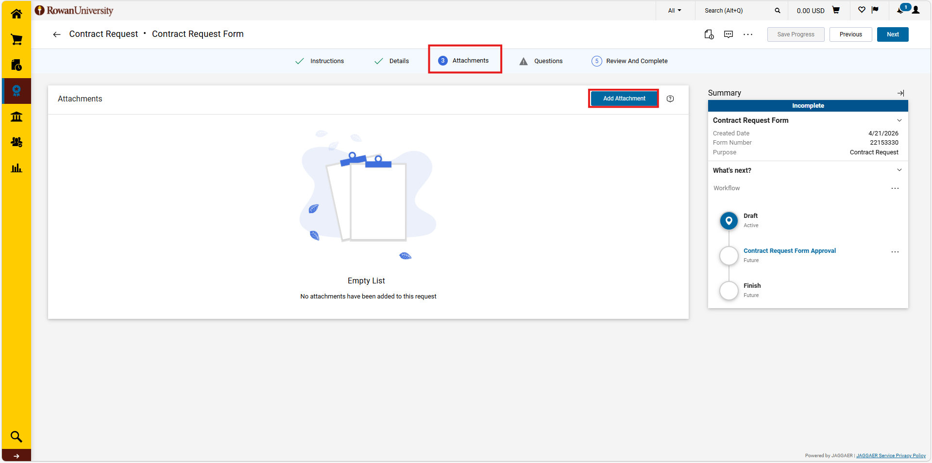 A box around an "Add Attachments" tab.