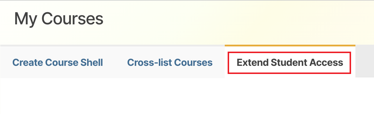 Extend Student Access Tab