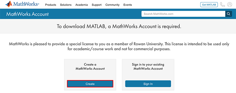 MathWorks Account Creation